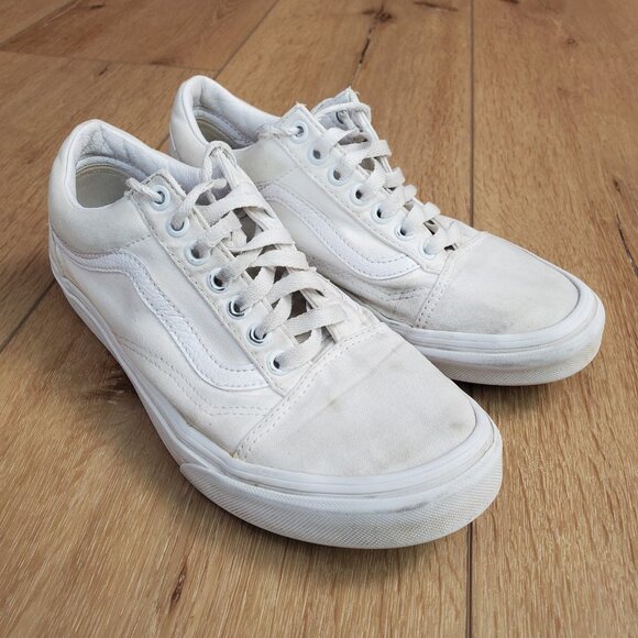 Vans Off The Wall Old Skool Low Top Sneakers Mens Size 7 Womens 8.5 White READ - Picture 9 of 9